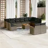 Image de Salon de jardin modulable Vidaxl resine tressee gris 13 pieces x 61.5 x 69 12 personnes