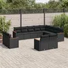 Image de Salon de jardin modulable Vidaxl resine tressee noir 6 pieces 12 personnes