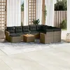 Image de vidaXL Salon de Jardin avec Coussins 11 pcs, Canapés de Terrasse, Ensemble de Meubles de Patio, Mobilier d'Extérieur, Gris 3226564