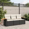 Image de vidaXL Salon de Jardin avec Coussins 3 pcs, Canapés de Terrasse, Ensemble de Meubles de Patio, Mobilier d'Extérieur, Noir 3226595