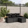 Image de vidaXL Salon de Jardin avec Coussins 4 pcs, Canapés de Terrasse, Ensemble de Meubles de Patio, Mobilier d'Extérieur, Noir 3226741
