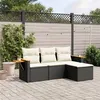 Image de vidaXL Salon de Jardin avec Coussins 4 pcs, Canapés de Terrasse, Ensemble de Meubles de Patio, Mobilier d'Extérieur, Noir 3226742