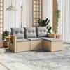 Image de vidaXL Salon de Jardin avec Coussins 4 pcs, Canapés de Terrasse, Ensemble de Meubles de Patio, Mobilier d'Extérieur, Beige 3226745