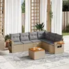 Image de Salon de jardin modulable VIDAXL resine tressee beige 7 pieces 6 personnes