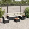 Image de vidaXL Salon de jardin 7 pcs avec coussins noir résine tressée