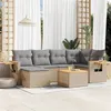Image de Vidaxl Salon de jardin modulable - Pack de 7 pièces - Résine tressée - Beige - 6 personnes - Table pliante 62x62x69 cm