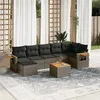 Image de Salon de jardin modulable Vidaxl resine tressee gris 8 pieces 62.0 x 62 x 69 7 personnes