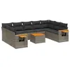 Image de Salon de jardin modulable Vidaxl resine tressee gris 10 pieces 9 personnes