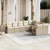 Image de vidaXL Salon de Jardin avec Coussins 9 pcs, Canapés de Terrasse, Ensemble de Meubles de Patio, Mobilier d'Extérieur, Beige 3227143