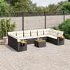 Image de Salon de jardin modulable Vidaxl rotin noir 3 pieces 10 personnes