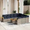 Image de vidaXL Salon de Jardin avec Coussins 11 pcs, Canapés de Patio, Ensemble de Meubles, Mobilier de Terrasse Exterieur, Gris 3227188