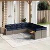 Image de vidaXL Salon de Jardin avec Coussins 10 pcs, Canapés de Patio, Ensemble de Meubles, Mobilier de Terrasse Exterieur, Gris 3227195