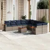 Image de vidaXL Salon de Jardin avec Coussins 11 pcs, Canapés de Patio, Ensemble de Meubles, Mobilier de Terrasse Exterieur, Gris 3227202
