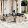 Image de Vidaxl Salon de jardin modulable - Lot de 11 pièces - Beige Rotin 10 personnes Table pliante 62x62x69 cm