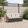 Image de vidaXL Salon de Jardin avec Coussins 3 pcs, Canapés de Terrasse, Ensemble de Meubles de Patio, Mobilier d'Extérieur, Noir 3227435