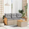 Image de Salon de jardin modulable VIDAXL resine tressee beige 4 pieces x 59 x 69 3 personnes