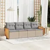 Image de vidaXL Salon de Jardin avec Coussins 4 pcs, Canapés de Terrasse, Ensemble de Meubles de Patio, Mobilier d'Extérieur, Beige 3227452