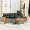 Image de Salon de jardin modulable Vidaxl resine tressee gris 5 pieces x 59 x 69 4 personnes