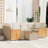 Image de Salon de jardin modulable Vidaxl resine tressee beige 7 pieces 62.0 x 62 x 69 6 personnes
