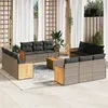 Image de Salon de jardin modulable Vidaxl resine tressee gris 13 pieces x 59 x 69 12 personnes