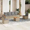 Image de Salon de jardin modulable VIDAXL resine tressee beige 7 pieces x 59 x 69 6 personnes