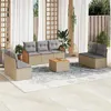 Image de Salon de jardin Vidaxl rotin beige 8 pieces x 59 x 69 7 personnes