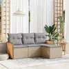 Image de vidaXL Salon de Jardin avec Coussins 4 pcs, Canapés de Terrasse, Ensemble de Meubles de Patio, Mobilier d'Extérieur, Beige 3227585