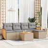 Image de Salon de jardin modulable Vidaxl rotin beige 6 pieces x 59 x 69 5 personnes
