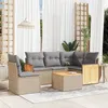 Image de Salon de jardin modulable VIDAXL resine tressee 5 personnes beige 62 x 59 x 69 cm 6 pieces