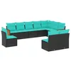 Image de Salon de jardin modulable GENERIQUE resine tressee 10 pieces noir 62 x 55 x 69 cm