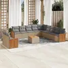 Image de Salon de jardin modulable vidaxl resine tressee beige 12 pieces 62 x 59 x 69 cm 11 personnes