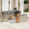 Image de Salon de jardin modulable vidaxl 8 personnes rotin beige 62 x 59 x 69 cm 9 pieces