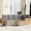 Image de Salon de jardin modulable vidaxl rotin beige 6 personnes 62 x 59 x 69 cm 7 pieces