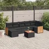 Image de vidaXL Salon de Jardin avec Coussins 8 pcs, Canapés de Terrasse, Ensemble de Meubles de Patio, Mobilier d'Extérieur, Noir 3227875