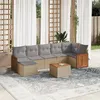 Image de Salon de jardin modulable vidaxl beige 7 personnes resine tressee 62 x 62 x 69 cm 8 pieces