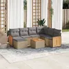 Image de Salon de jardin modulable Vidaxl resine tressee 7 personnes beige 62 x 59 x 69 cm 8 pieces