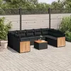 Image de vidaXL Salon de Jardin avec Coussins 10 pcs, Canapés de Terrasse, Ensemble de Meubles de Patio, Mobilier d'Extérieur, Noir 3227959