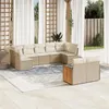 Image de vidaXL Salon de Jardin avec Coussins 9 pcs, Canapés de Terrasse, Ensemble de Meubles de Patio, Mobilier d'Extérieur, Beige 3227969