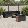 Image de vidaXL Salon de Jardin avec Coussins 10 pcs, Canapés de Terrasse, Ensemble de Meubles de Patio, Mobilier d'Extérieur, Noir 3227973