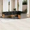 Image de Salon de jardin modulable VIDAXL rotin gris 10 pieces x 59 x 69 9 personnes