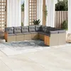 Image de vidaXL Salon de Jardin avec Coussins 10 pcs, Canapés de Terrasse, Ensemble de Meubles de Patio, Mobilier d'Extérieur, Beige 3228033