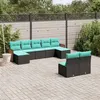 Image de Salon de jardin modulable - Lot de 9 pièces - Résine tressée noire - 62 x 55 x 69 cm