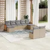 Image de vidaXL Salon de Jardin avec Coussins 9 pcs, Canapés de Terrasse, Ensemble de Meubles de Patio, Mobilier d'Extérieur, Beige 3228054