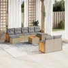 Image de Vidaxl Salon de jardin modulable - Lot de 10 pièces - Résine tressée beige - 9 personnes - 1 table fixe, 4 canapés, 2 tabourets