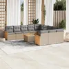 Image de Salon de jardin modulable vidaxl 11 personnes beige 12 pieces 62 x 55 x 69 cm resine tressee