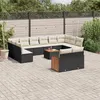 Image de vidaXL Salon de jardin avec coussins 13 pcs noir résine tressée