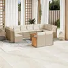 Image de Salon de jardin modulable Vidaxl rotin beige 3 pieces 12 personnes