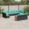 Image de Salon de jardin modulaire Pack de 13 pièces résine tressée noir 62x55x69 cm