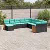 Image de Salon de jardin modulable GENERIQUE noir resine tressee 11 pieces 62 x 55 x 69 cm