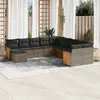 Image de vidaXL Salon de Jardin avec Coussins 11 pcs, Canapés de Terrasse, Ensemble de Meubles de Patio, Mobilier d'Extérieur, Gris 3228251